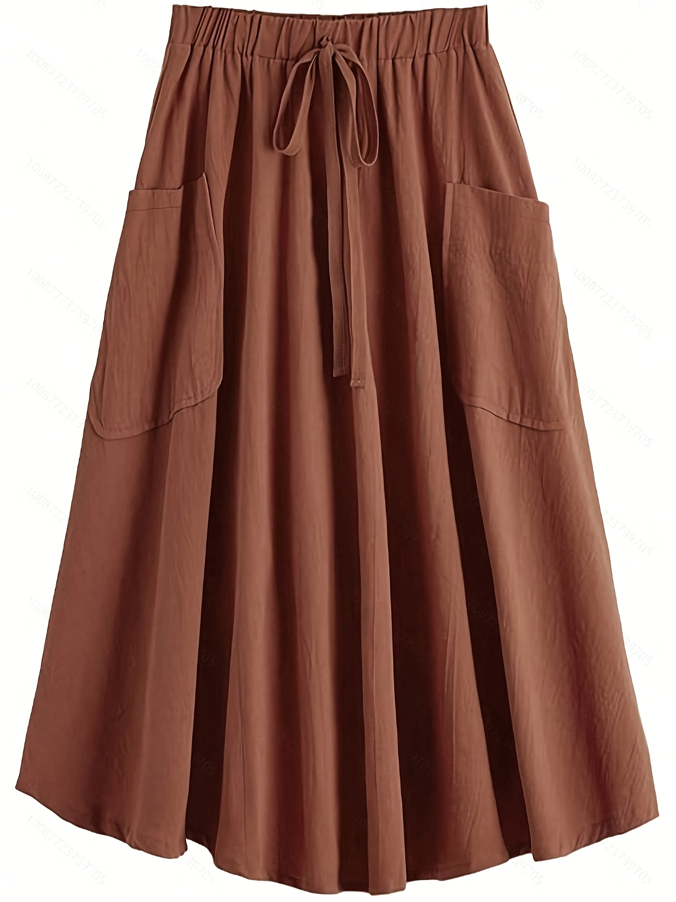 Women's Elegant Solid Color Pockets Skirt - Machine Washable Non-Stretch Casual & Formal Skirt with Side Pockets, All-Season Versatile Skirt for Casual Attire, High Waisted Skirt, Smooth Texture Fabric