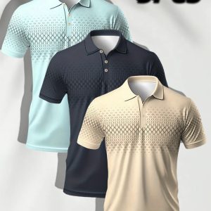 Independence Day Carnival -3pcs Bestsellers Men'S Casual Sportswear, Geometric Pattern Printed Short-sleeved POLO Shirts, Golf And Tennis Sportswear, Trendy And Fashionable Items, Street Wear, Vacation Wear, Gifts