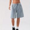 Women’S Knee Length Denim Shorts Loose Solid Color Low Rise Wide Leg Long Shorts with Pockets for Summer