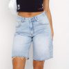 Women Y2k Baggy Denim Bermuda Shorts Vintage Wash High Waist Straight Leg Knee Length Carpenter Long Jorts