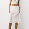 Women’S Casual Polyester Lace Maxi Skirt – Sheer Solid Color, Woven Style, All-Season Elegant Patchwork Skirt