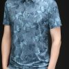 Men’S Summer Digital Print Golf Short Sleeve Shirt – Casual Tropical Leaf Pattern, Medium Stretch Knit Fabric, Casual Attire|Tropical Pattern Shirt|Short Sleeve Shirt