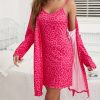 Women’S Leopard Print Sexy Bodycon Garter Skirt + Long Sleeve Nightgown 2pcs Set
