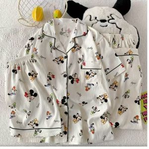 Disney Licensed Mickey and Donald Duck Three-Piece Pajama Set Spring and Autumn Thin Cartoon Wearable Loungewear Set