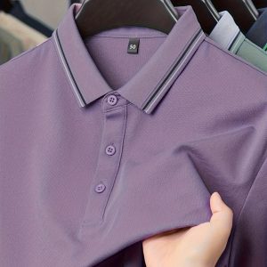 CRRTMARO Men's No-Iron Micro-Elasticity Shirt - Solid Color Regular Fit Casual Summer Short Sleeve, Breathable Polyester with Wrinkle-Resistant Design, Easycare Clothing, Wrinkleresistant Fabric, Smooth Texture Finish
