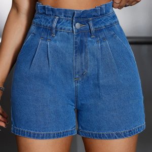 Ultra Y2K High Waist Denim Shorts for Women - Butt Lifting Stretchy Comfort Fit Ripped Jean Shorts with Belt Loops, Perfect for Summer Travel & Night Out with Y2K Aesthetic