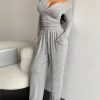 2pcs Women’s Springu002FAutumnu002FWinter Long Sleeve Long Pants Open Front Pajama Set