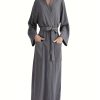 Womens Robes, Soft Waffle Long Bathrobe, Thick Kimono Robes for Womens, Warm House Coat