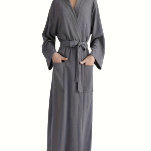 Womens Robes, Soft Waffle Long Bathrobe, Thick Kimono Robes for Womens, Warm House Coat