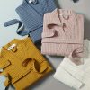 Cozy Pink Waffle Bathrobe for Women & Men – Soft V-Neck, Long Sleeve, Belted Waist, All-Season Comfort, Perfect for Home or Travel, Bathrobe for Women, Travel Robe, Belted Waist Robe, Comfortable Fit