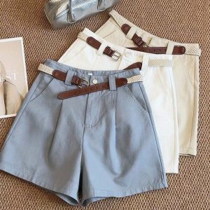 Real Shot 2025 Women's High-Waisted Denim Washed Cotton Shorts - Slim Fit Wide-Leg Summer Casual Pants with Belt Loops & Zipper Closure, Versatile Straight-Leg Design for Hot Weather