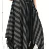 Women’s Vertical Striped Skirt High-Waisted Vertical Striped Skirt | Women’s Black & White Asymmetrical Hem with Elastic Waistband | Casual Chic Machine-Washable 3-Season Spring Summer Fall Outfit Essential, Versatile Fashion, Flowy Fabric