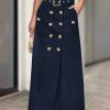 2025 New Fashionable Versatile Split Skirt with Button Decoration, Suitable for Daily Outings, Dates, Shopping, and Outings, Can Be Paired with Simple Tops, Casual Attire, Elegant Style, Durable Fabric, Stylish Women