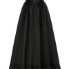 Elegant A-line Skirt Elegant High Waist A-line Skirt, Lace Up Button Front Ruffle Hem Swing Skirt, Women’s Clothing