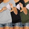 Women’s Short Sleeve Pajama Tops 3-Pack, Soft Blend, Casual Round Neck With Ruffled Details
