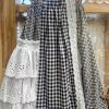 Elegant Plaid Skirt Asymmetrical Plaid Skirt | Elegant Sweet Lace Trim, Contrast Detail, Regular Fit, Flared Hem, Checkered Pattern, No Belt, Women’s Fashion – Springu002FSummer Vacation Style