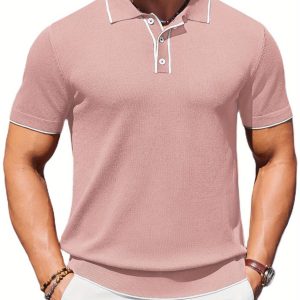 ELESOL Mens Knit Polo Shirts Casual Short Sleeve Golf Shirts Summer Collared Polo T Shirts