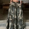 Stylish Camo Skirt High-Waisted Maxi Skirt | Women’s Camouflage Print Flowy Camo Pattern Skirt with Elastic Waistband, All-Season Stylish Outdoor Skirt for Casual Wear, Machine Washable Polyester