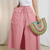 Women’s Casual Solid Yellow Skirt with Pockets – Stylish High-Waisted A-Line Design, Perfect for Summer Vacations, Machine Washable, Polyester Blend