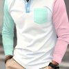 Men’s Multi-color Golf Shirt For Spring And Fall, Casual Stylish Long Sleeve Top As Gift