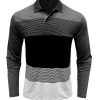 Men’s Long Sleeve Shirt Contrast Color Striped Button Lapel Neck Business Casual Tops