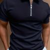 Men’s Zipper Collar Shirt – Solid Color Minimalist Design, Breathable Summer Casual Wear, High-Quality Machine-Washable Fabric, Regular Fit for Daily Outfits, Classic Style, Sleek Texture Finish, Weekend Attire, Modern Menswear, Smooth Texture, Adult Men