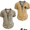 Men’S Short-Sleeved POLO Shirt, Geometric Pattern, Indian Style Print, Comfortable And Slightly Elastic Fabric, Suitable for Daily Wear, Sports, And Vacation Travel