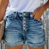 Ripped Denim Shorts Ripped Stretchy Denim Shorts For Women Mid Rise Buckle Hot Short Jeans
