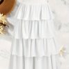 Elegant White Multi-Layer Fluffy A-Line Skirt for Women – Perfect for Weddings, Graduations, and Special Occasions – Romantic, Sweet, and Cute Design with Scalloped Detailing, Wedding Dresses for Bride