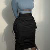 High-Waisted Chic Black Midi Skirt for Women – Easy Care, Versatile, Polyester & Spandex Blend, Machine Washable, Perfect for Fallu002FWinter