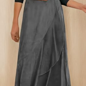 Elegant Asymmetrical 1pc Polyester Midi Skirt for Women - A-Line Solid Color Woven Weave All-Season Fashion