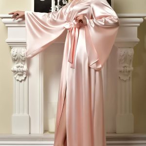 Women'S Robe Light Weight Long Satin Robe And Nightgown Lounges