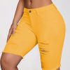 Trendy And Versatile Summer Yellow Ripped Fringe Shorts