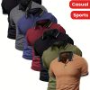 7pcs Summer Short Sleeve Polo Shirts – Lightweight, Breathable, Solid Casual Golf T-Shirts for Sports, Travel, Vacation, Outdoor Camping – Men’s Classic Comfortable Clothes