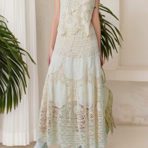 Classic Chic | Lace Casual Solid Color Classic Chic Lace A-line Skirt | Essential for Spring and Summer | Women's Daily Wear of Fashion Clothing